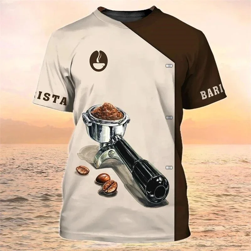 

Barista Work Cosplay T-shirt Clothes Men Women O-neck Short Sleeves T Shirts 3D Print Coffee Funny Fashion 2025 Oversized Tees