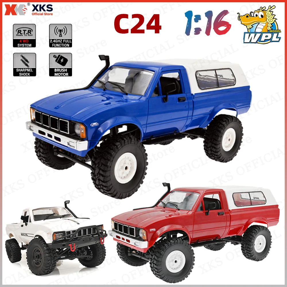

XKS WPL C24 1/16 4WD Электрический RC Rock Crawler 2,4G Светодиодные фонари с дистанционным управлением Внедорожный радиоуправляемый грузовик Игрушка в подарок для мальчиков и детей