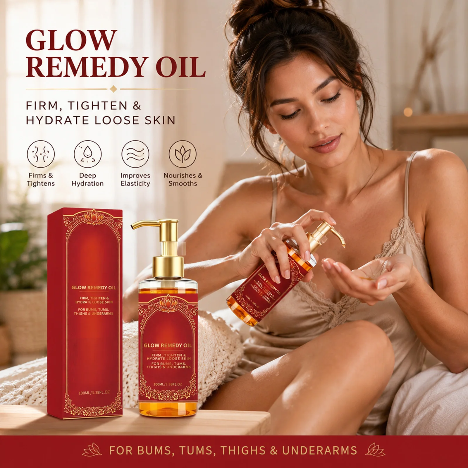 Glow Remedy Firming Body Oil Hydrates Dry Loose Skin Tighten