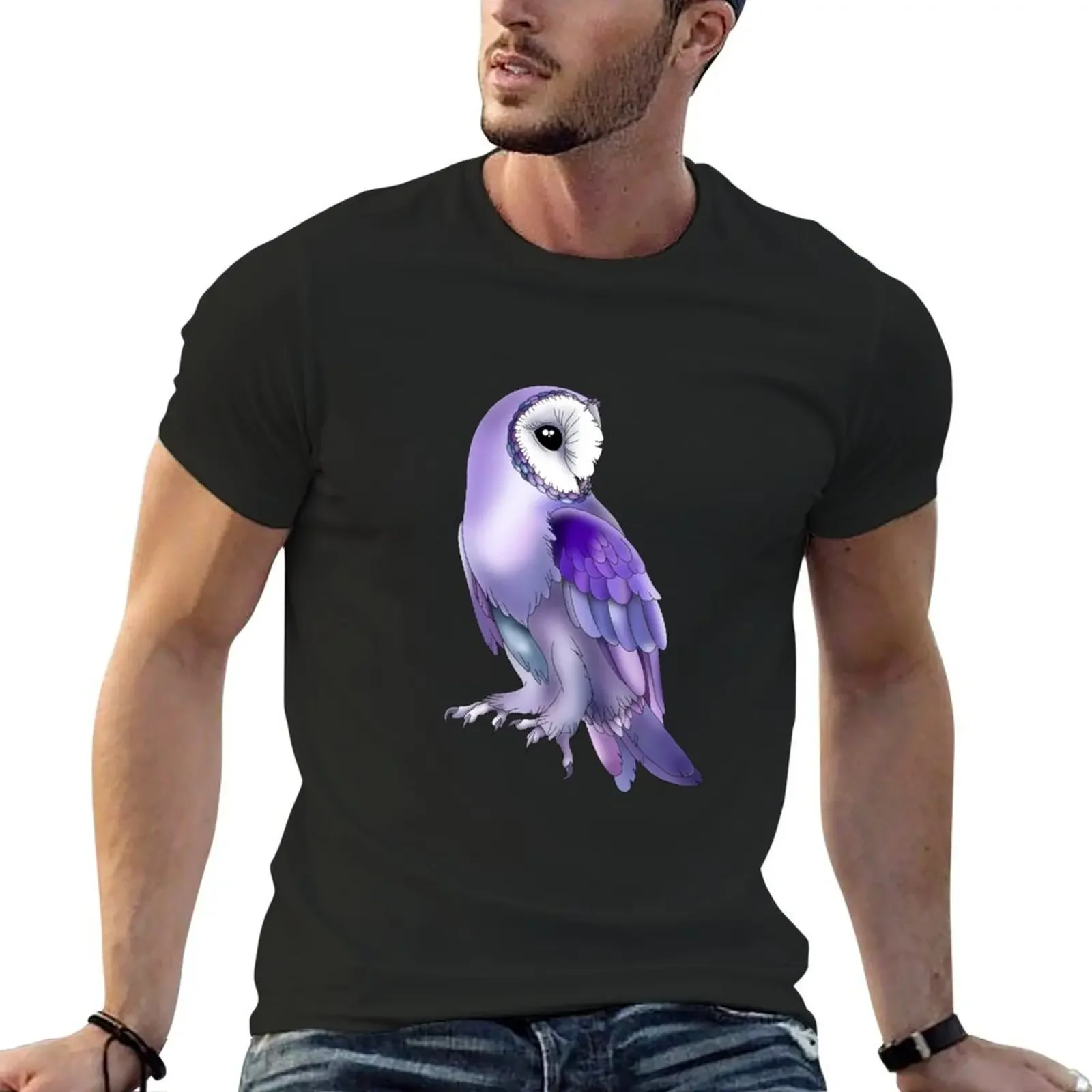 

Purple and Blue Owl art T-Shirt graphic t shirts sublime workout shirts for men