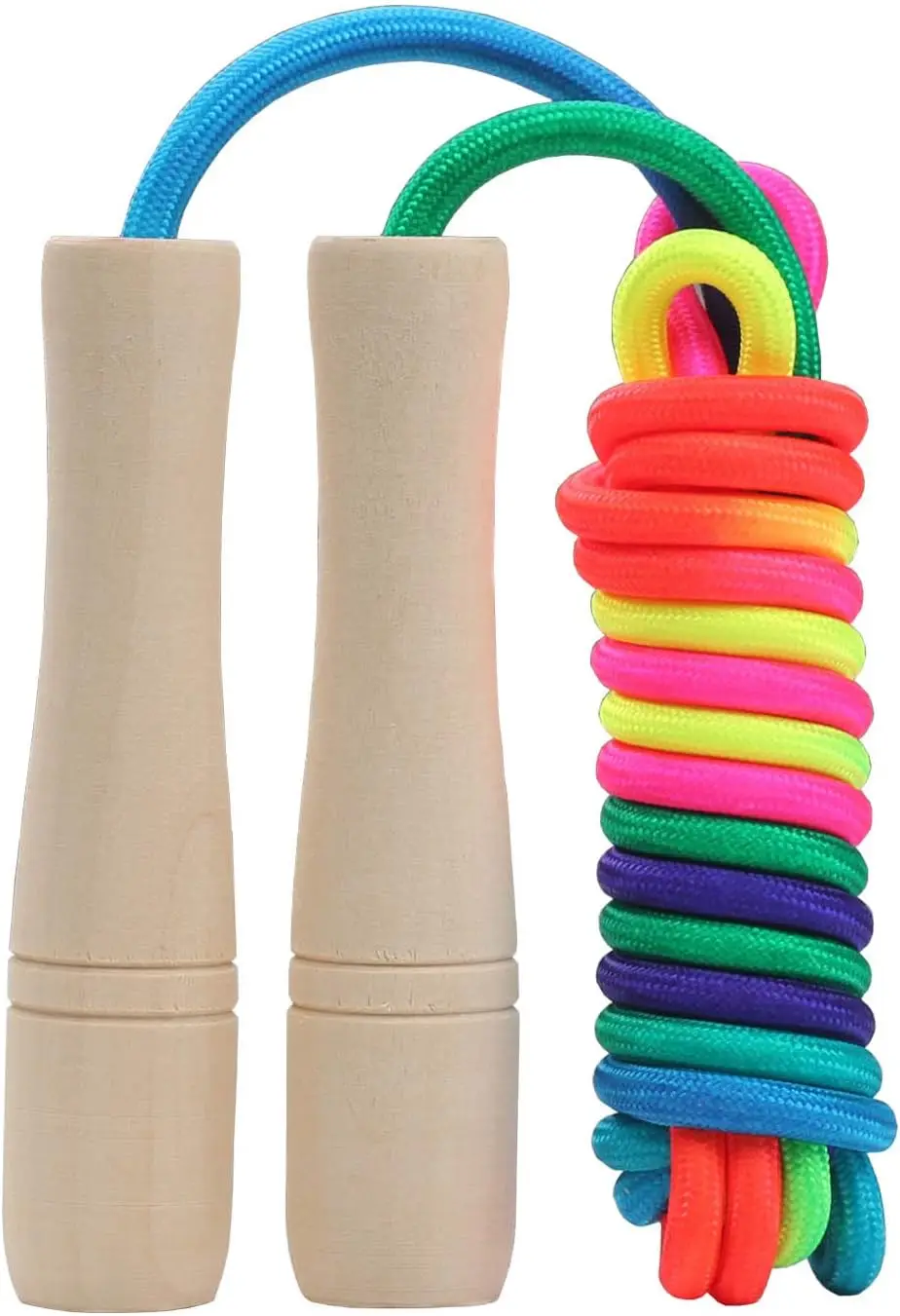 

Adjustable Cotton Jump Rope for Kids, 8.5ft with Wooden Handle, Rainbow Color for Fitness Exercise