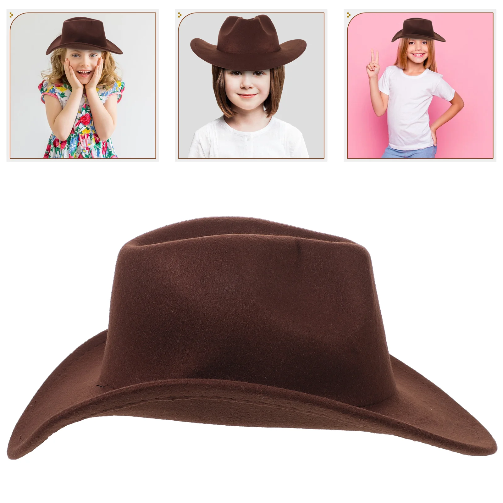 

's Cowboy Hat Boys Cowgirl Party Hats Costume Wide Dress up Coffee Fedora for Toddler