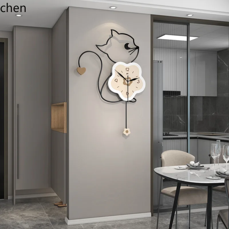 YFY wall clock - stylish and minimalist decor for living room, creative clock, punch-free wall mount
