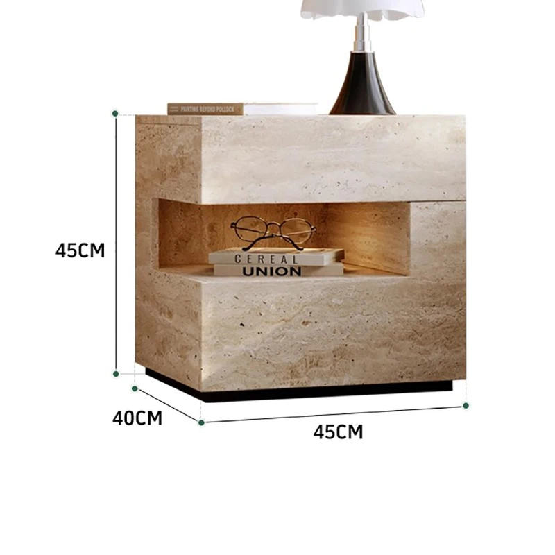 Wabi Sabi Minimalist Komodinler Dikdörtgen Trendy Premium Glam Komodinler Yatak Odası Gizli Depolama Mesilla De Noche Mobilya