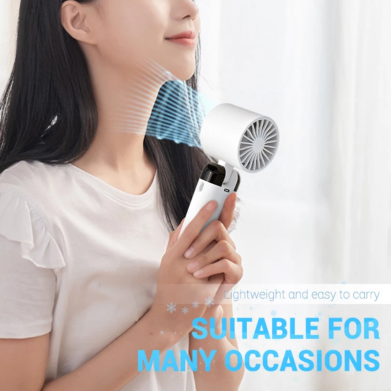 Ventilador eléctrico portátil de bolsillo, dispositivo plegable con pantalla LED, soporte para teléfono, refrigeración de escritorio