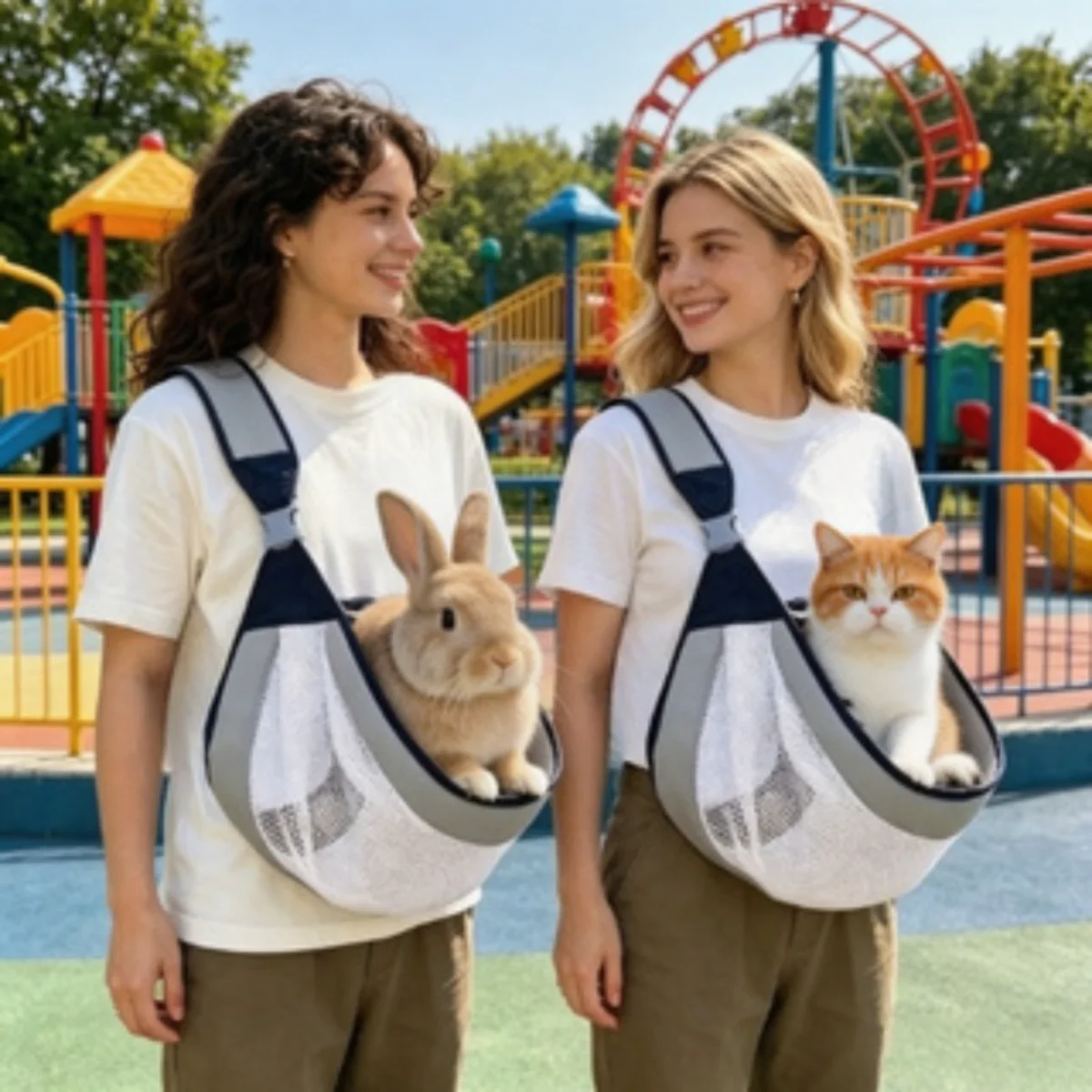 Haustier-Tragetasche Rucksack Umhängetasche Atmungsaktives Netzgewebe Katzen- und Hunde-Reiseträger mit Schnallenverschluss Belüftetes Design Outdoor-Zubehör – Detail 7