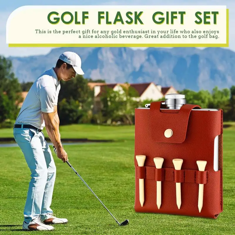 

Golf Flask Sleeve PU Leather Golf Flask Sleeve with Multiple Slots Storage Bag Flask Holster Tool Belt Pouch Outdoor Storage Bag