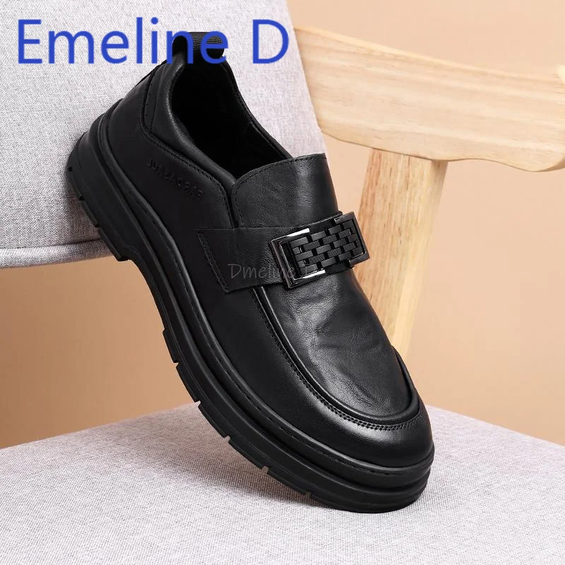 

Leather Casual Thick Soled Leather Shoes New Spring and Summer Products for Men Fashionable and Versatile Simple Flat Shoes