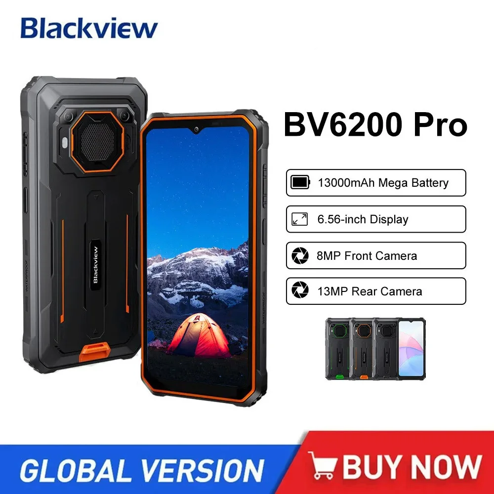 

Blackview BV6200 Pro Waterproof Rugged Smartphones 4GB/6GB+128GB 6.56Inch 13000mAh Android 13 Mobile Phone 18W Fast Charge Phone