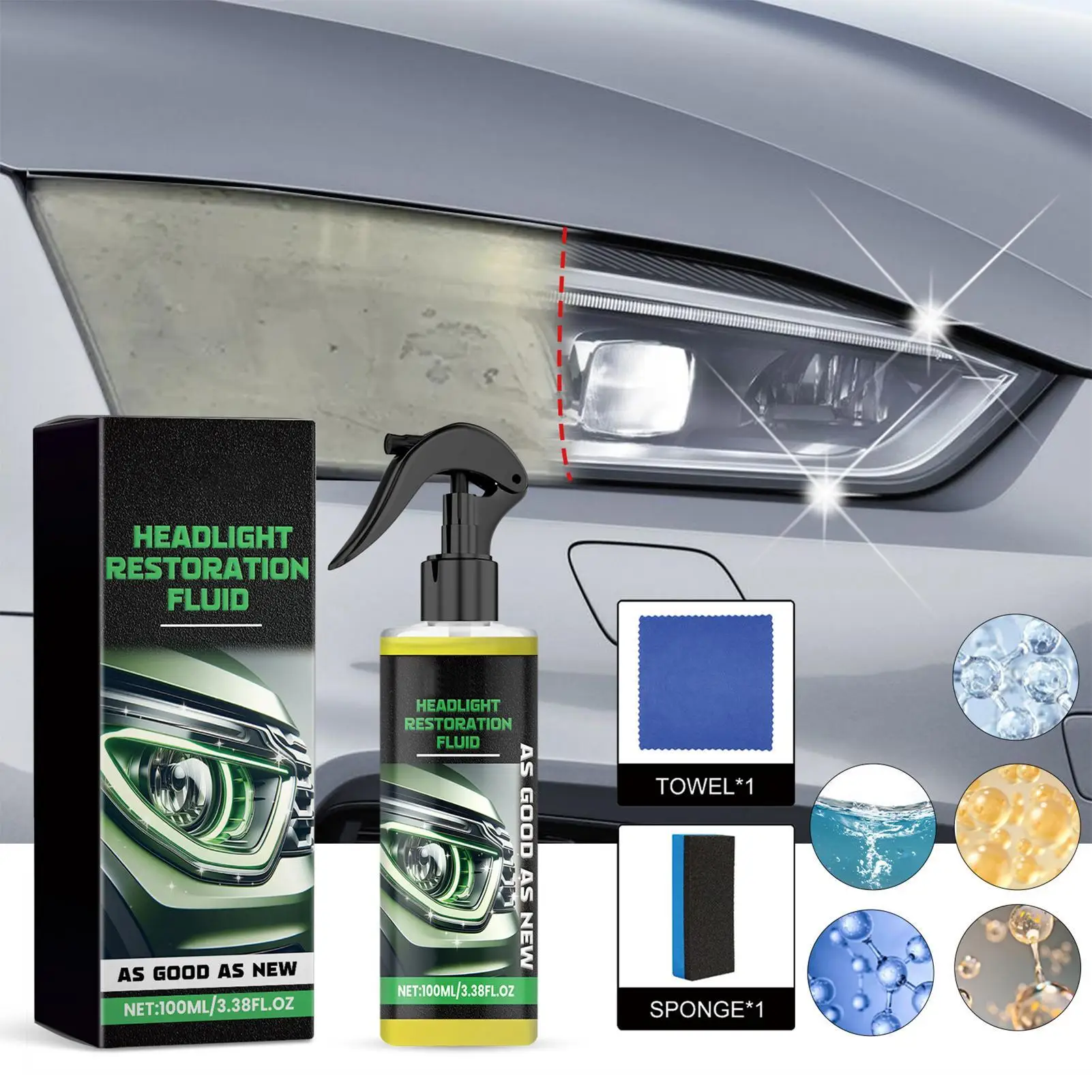 100ml Headlight Restoration Liquid Anti-Yellow & UV Protection Boost Visibility Car Headlight Cleaner For Drivers Workshop