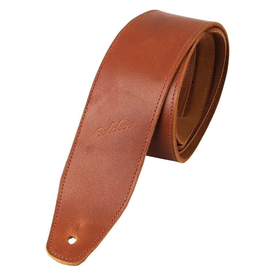 Soldier Full Grain Leather Guitar Strap For Electric, Acoustic, and Bass Guitars