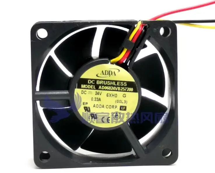 

ADDA AD06024VB257200 DC 24V 0.23A 60x60x25mm 3-Wire Server Cooling Fan