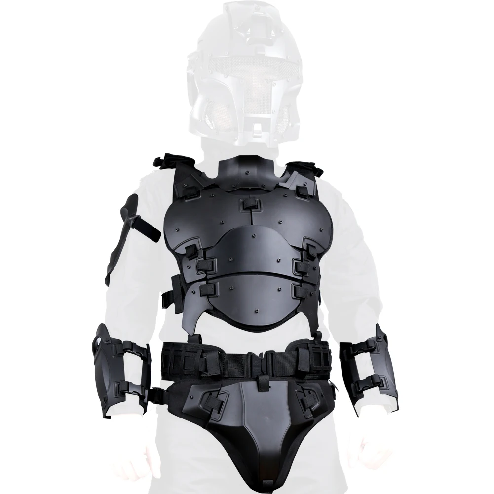 Tactical Armor with Protective Vest Elbow Breastplate Crotch Waist Seal Adjustable Waist Removable Armor for Airsoft Paintball