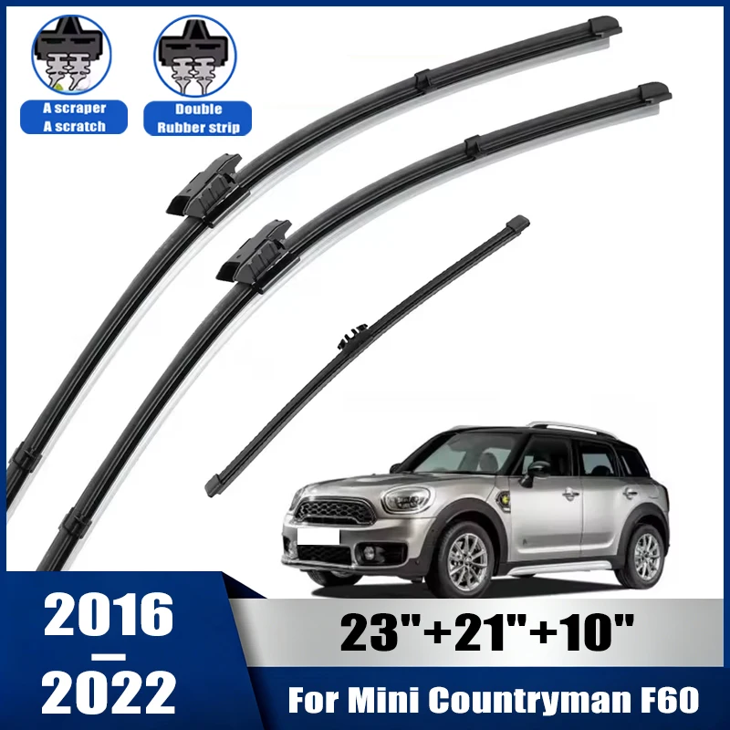 Wiper Front & Rear Wiper Blades Set For Mini Countryman F60 2016-2022 Windshield Windscreen Window Brush 23''+21''+10''