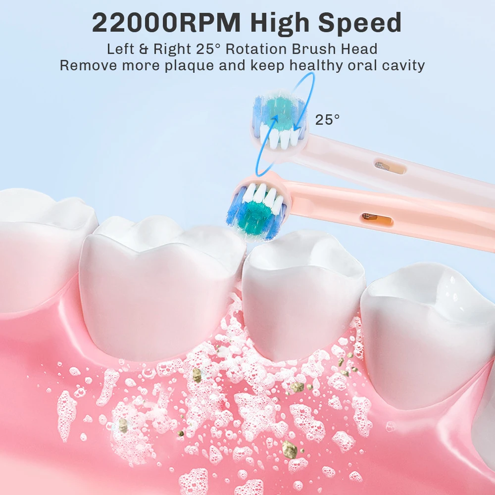 Children's Electric Toothbrush with 4 Replacement Heads Kids 3 Cleaning Modes Cartoon Sonic Electric Toothbrush Soft Tooth Brush