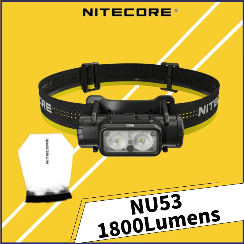 NITECORE NU53 1800Lumens High Ouput Rechargeble Lightweight Industrial Headlamp IP68 Waterproof Built-in 6000mAh Battery