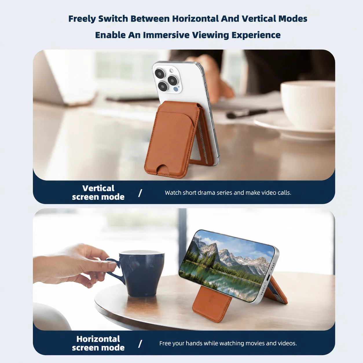 Luxury Leather Magnetic Wallet Case For iPhone 17 Pro Max 16 15 14 13 Detachable Card Holder Cover With Foldable Phone Stand view 5