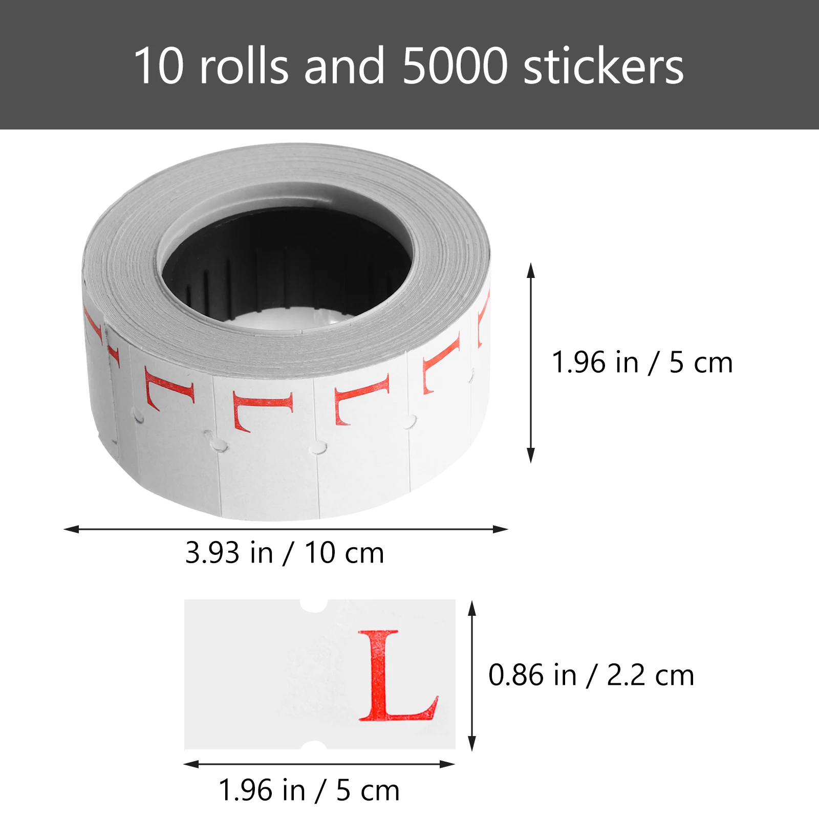 

10 Rolls 500 Labels Roll Clothing Size Stickers L Sizes Reliable Workmanship Long Lasting Stickiness Organize Inventory T Shirts