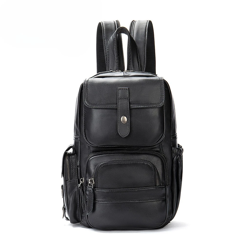 Vintage Waxed Leather Convertible Backpack, Large Capacity Sling Chest Bag for Men & Women, Retro Travel Rucksack