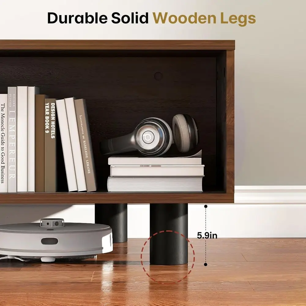 طاولة قهوة من أوراق منتصف القرن - مركز تخزين 39.4 مع باب منزلق، حجرة مخفية، لمسة نهائية من خشب الجوز