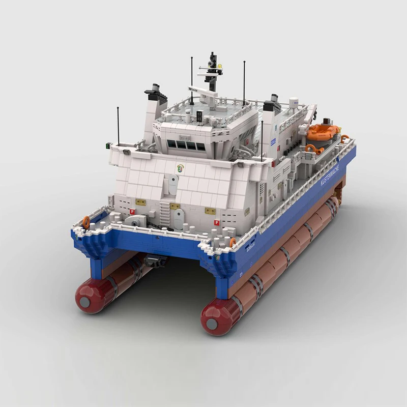 Military Boat Model MOC Building Bricks German Cruiser Catamaran Modular Technology Gifts Holiday Assemble Children Toys Suit