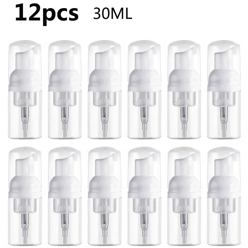 12pcs 30/60ml แบบพกพาโฟมขวดปั๊มล้างขวดโลชั่นแชมพู Hot Koop ขวดรีฟิลขวดปั๊มโฟมขวด