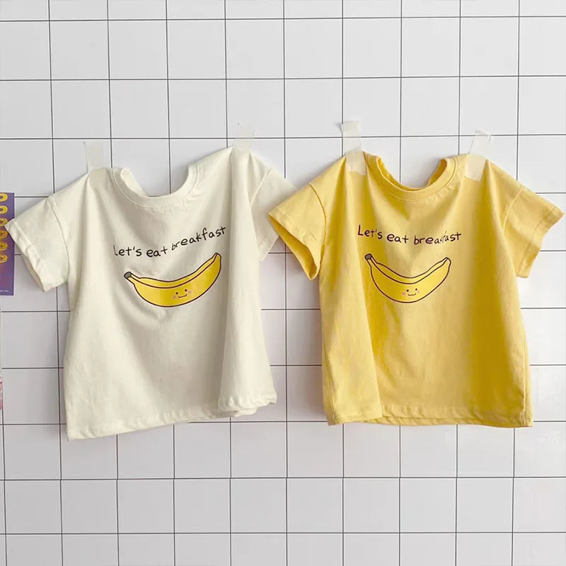 Summer Cute Banana T-shirt Baby Girl New Print T-shirt Fashion Versatile Cotton Comfortable Tops Boys Toddler Loose Tshirt