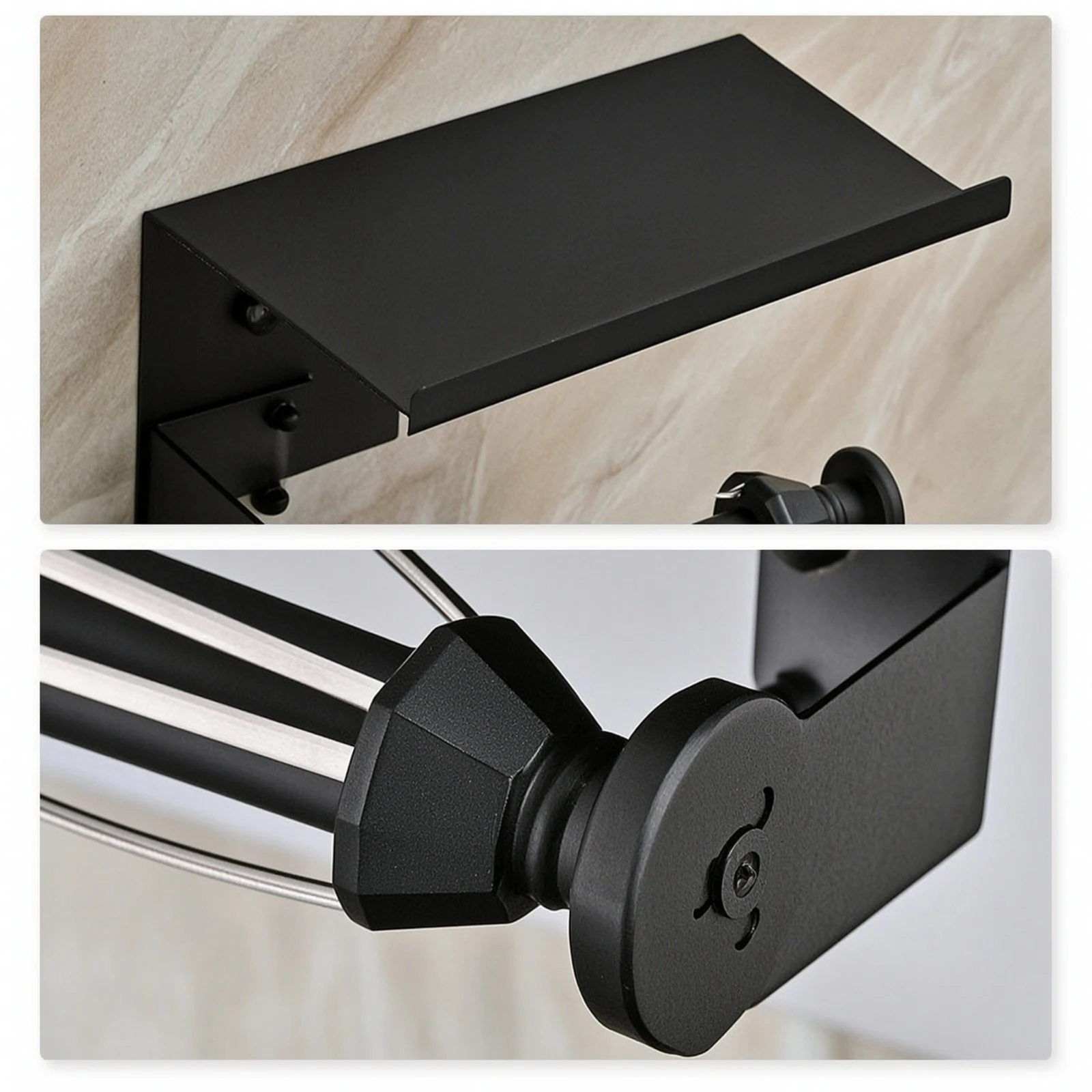 Toilet Tissue Holder with Shelf Modern Toilet Tissue Roll Holder with Shelf Bathroom Accessory Long-Lasting Hardware Sturdy