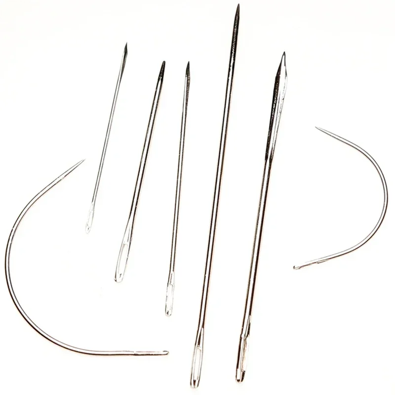 7Pcs Hand Sewing Needles Set Canvas Leather Carpet Thicker Cloth Repair Craft Sewing Patching Stitching Upholstery Curved Needle