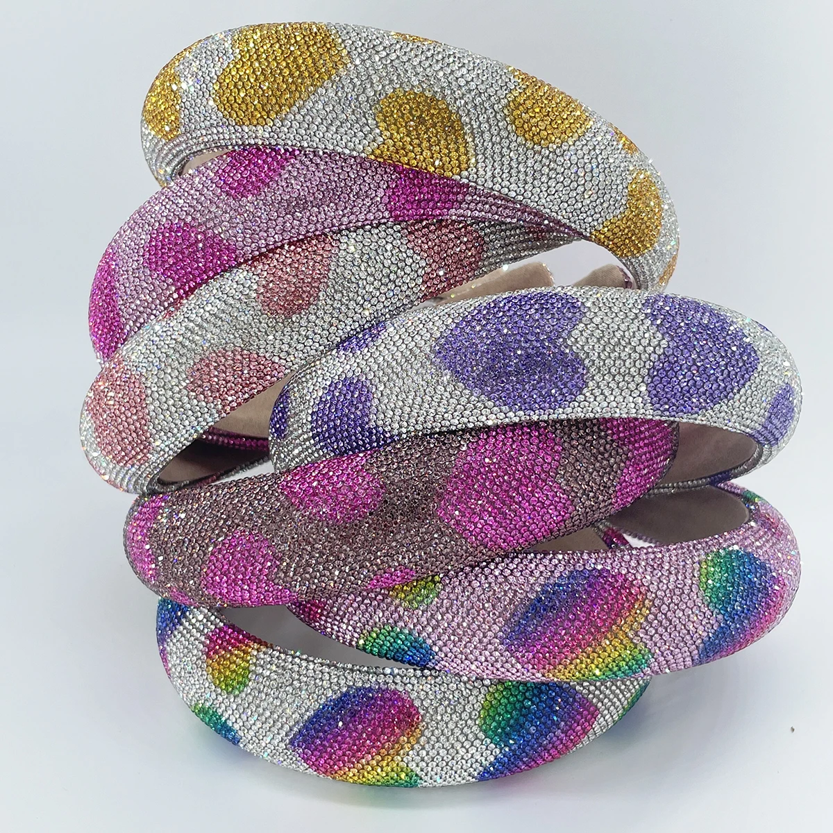 Barokowe serce Rhinestone gąbka wyściełana opaska do włosów opaska na głowę akcesoria do włosów dla dorosłych biżuteria do włosów