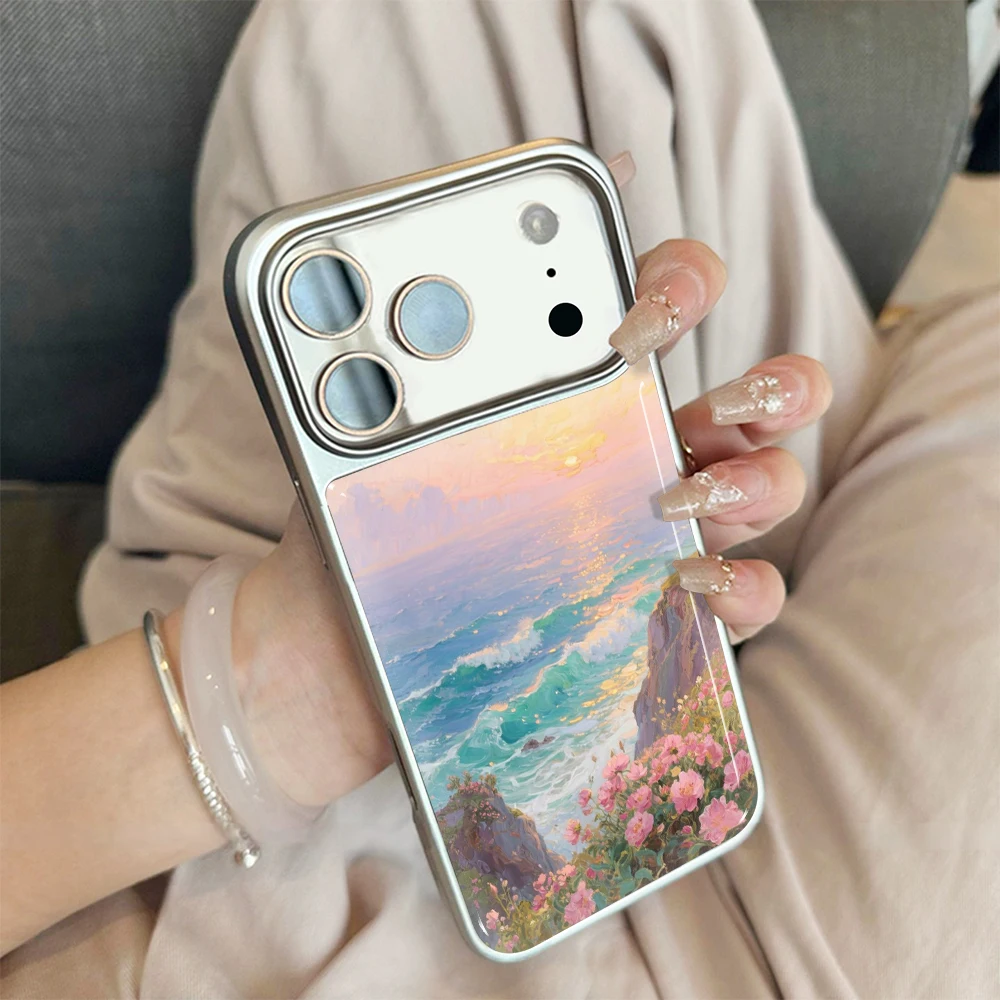 Neue Blumen-Meer-Küsten-Klebstoffhülle für iPhone 15 17 13 Pro Max Phone 11 12 ProMax 14 15 16 Plus Hüllen Stoßfeste Luxus-Coque – Detail 8