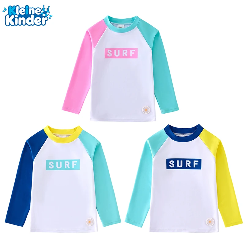 T-shirt de natation à manches longues pour enfants, protection solaire UPF 50+, haut de bain anti-UV pour garçons et filles, maillot de bain anti-éruption cutanée pour la plage, la piscine, le surf et les vacances