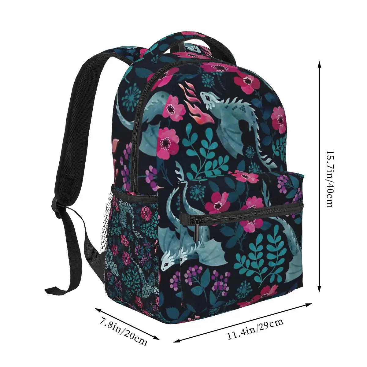 Dragon Revolves Around Colorful Floral Backpack Hot Sale Daypack Large Capacity Boys Girls BookBag School Bag Shoulder Bags