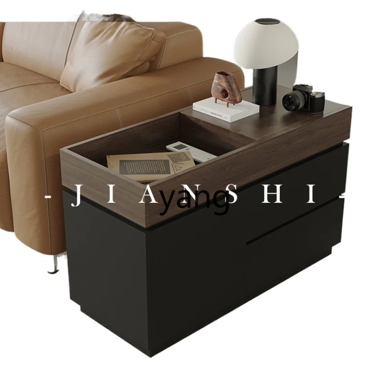 LH minimalist solid wood edge few living room light luxury high-end sofa side cabinet movable trolley