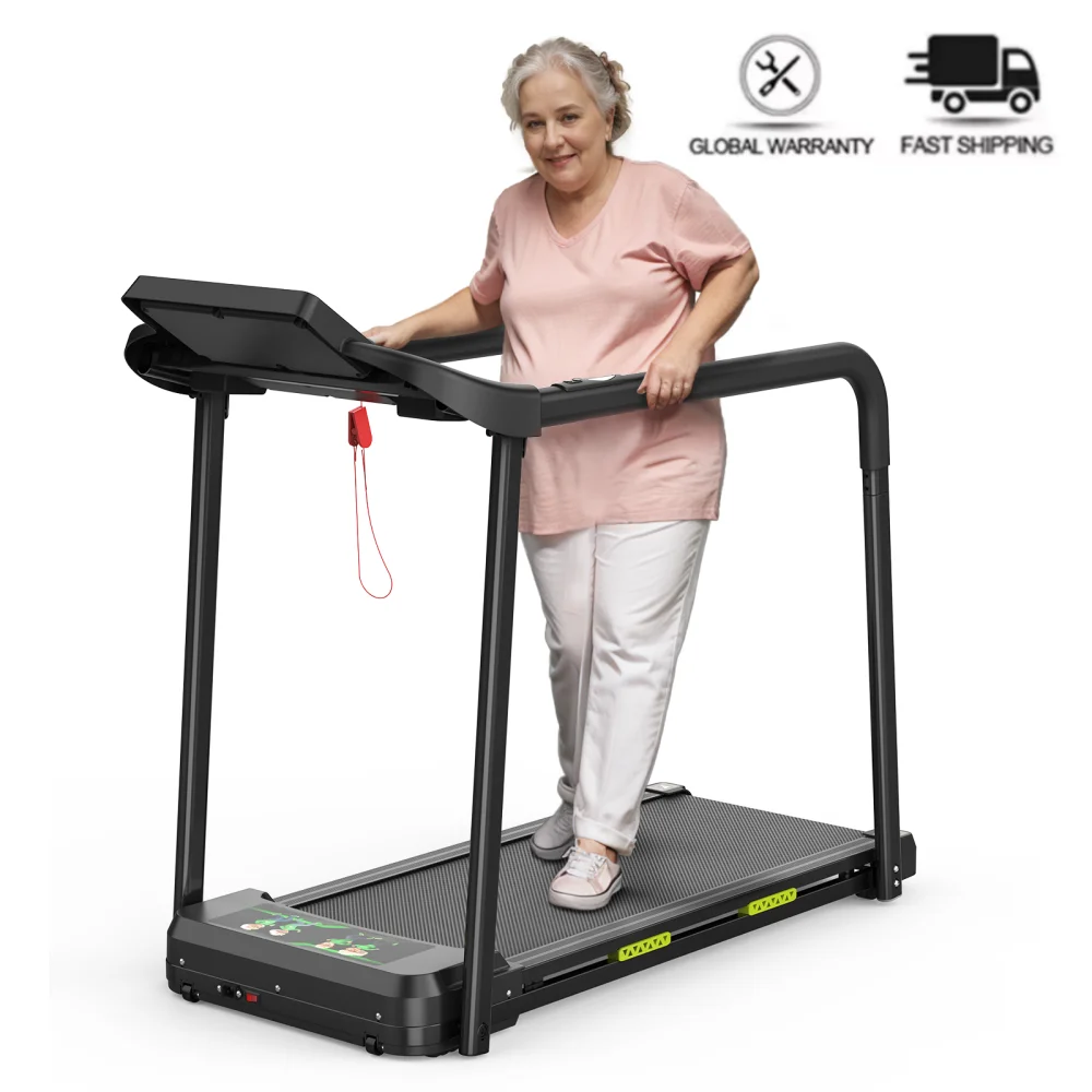 Tapis roulant de réadaptation pour personnes âgées, moteur 2,5 CV, vitesse 1-12 km/h, charge maximale 135 kg, tapis roulant pliable, 12 programmes prédéfinis, tapis roulant de réadaptation pour personnes âgées