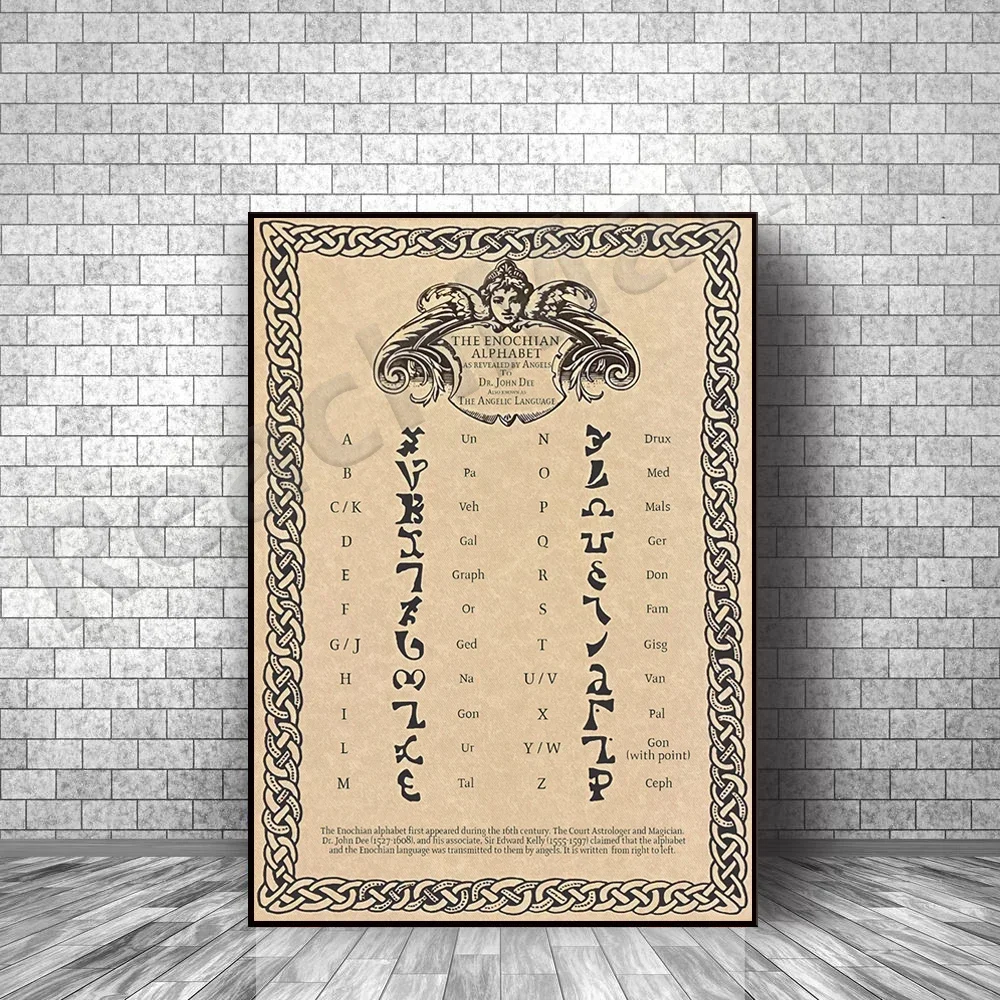 Enochian Alphabet Poster, Wiccan Witch Wall Art, Angel Language Wall Decor, Magic Occult Art Print