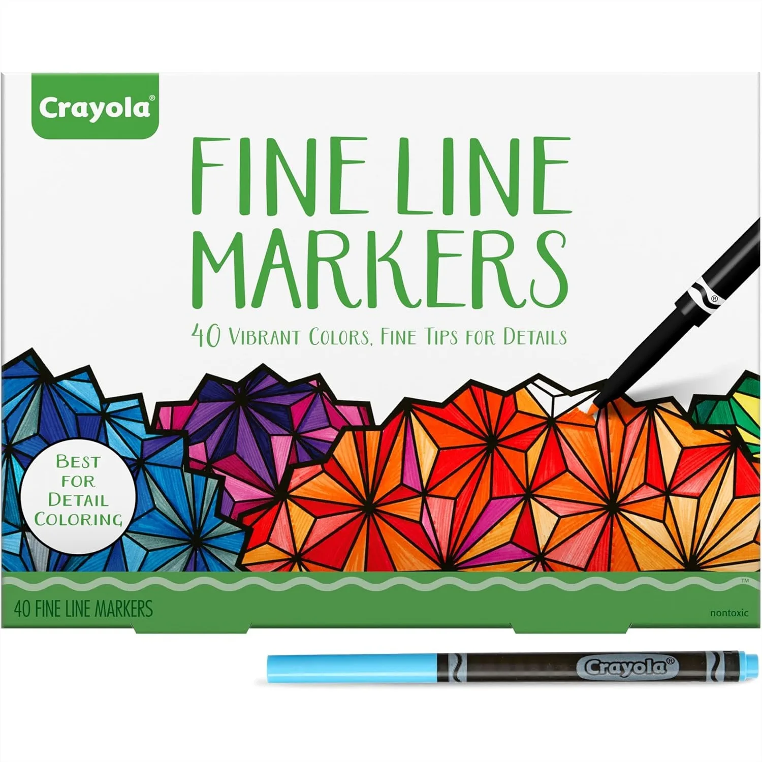 

Crayola Fine Line Markers for Adults 40ct Skinny Marker Set for Adult Coloring Books Stress Relief Activity