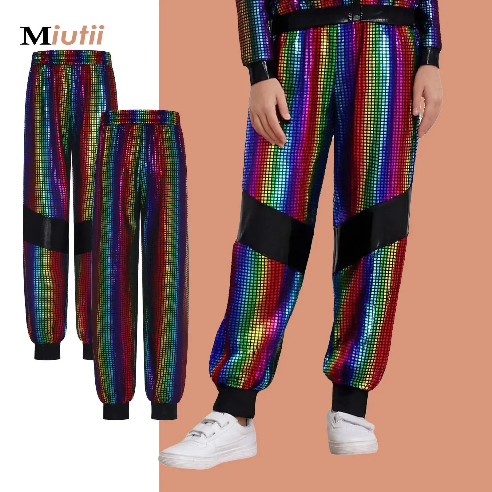 criancas-hip-hop-jazz-danca-rua-moderna-desempenho-competicao-traje-meninos-meninas-metalico-harem-calcas-cintura-elastica