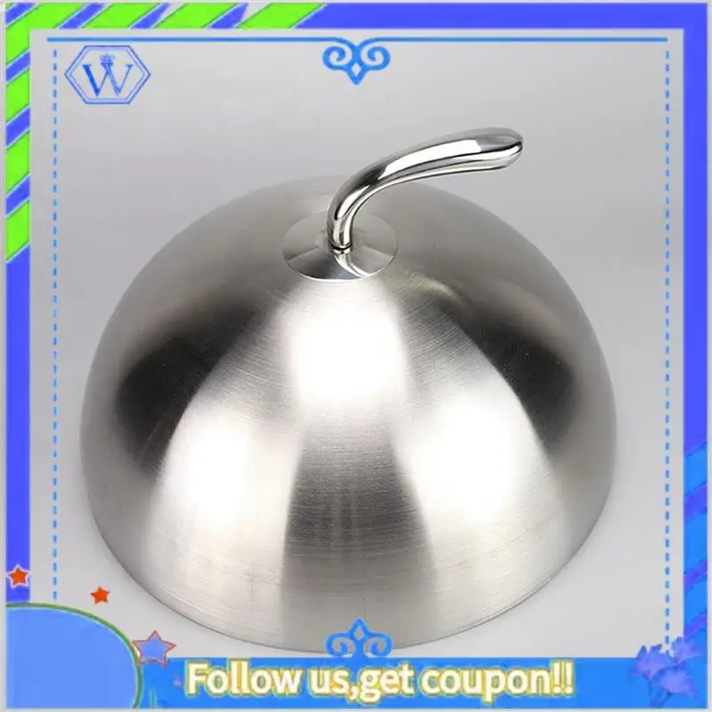 

A55P-5Pcs 20Cm Stainless Steel Steak Cover Teppanyaki Dome Dish Lid Home Round Oil Proof Meal Food Cover Kitchen Cooking
