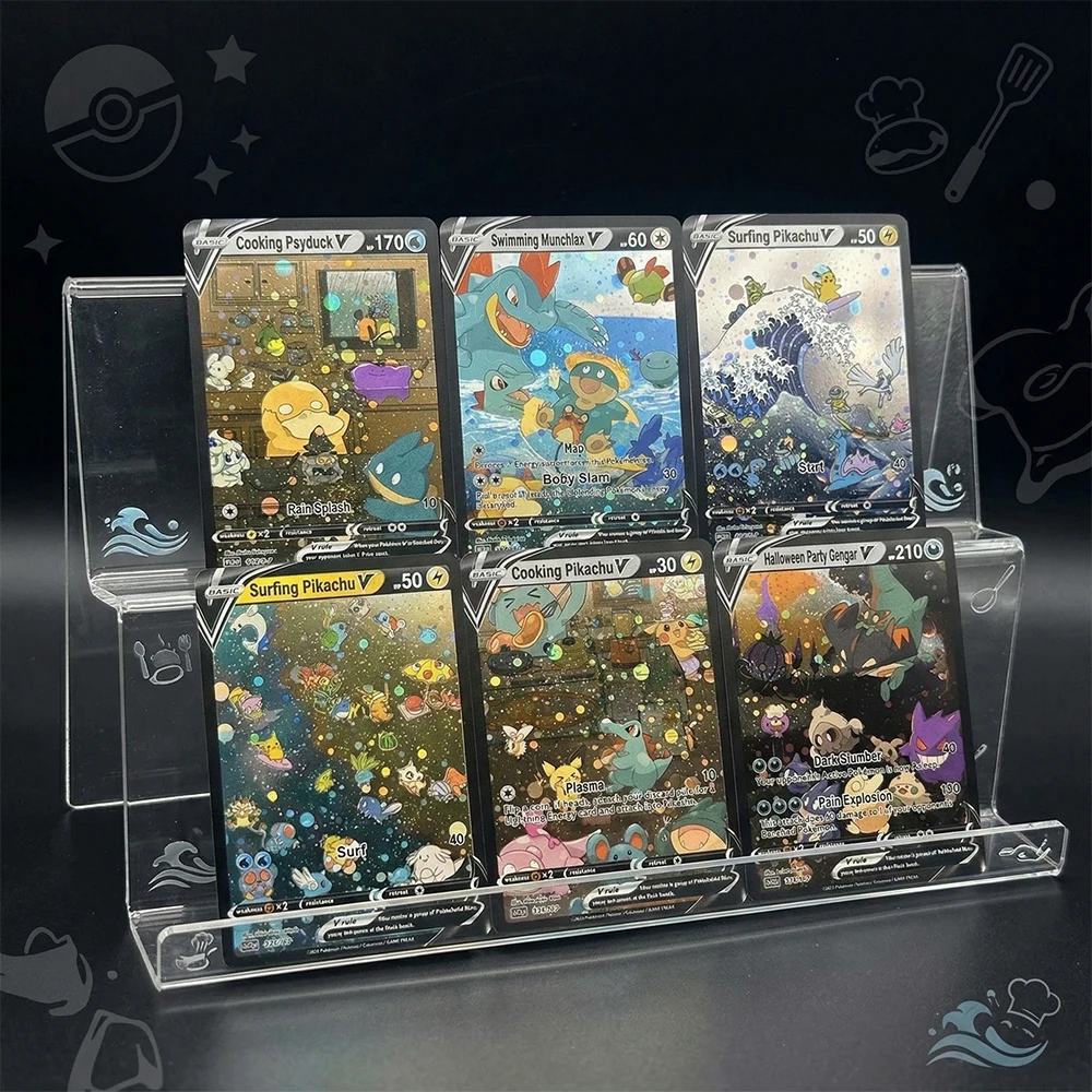 6er-Set DIY Proxy Anime PTCG Sammelkarten Surfing Fan Art Karten-Set Folien-Flash-Karten Gengar Sammler-Geschenk