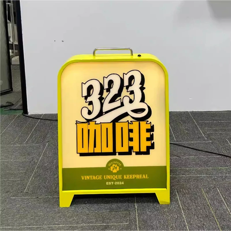 

Popular portable removable light box removable charging signboard billboard outdoor stall vertical Internet celebrity light sign