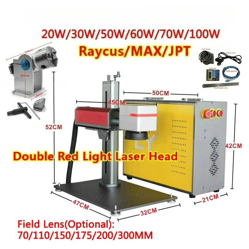 

Customizable 100W Split type Fiber Laser Machine 60W JPT M7 MOPA Colorful Metal Laser Marking Machine With Double Red Lig
