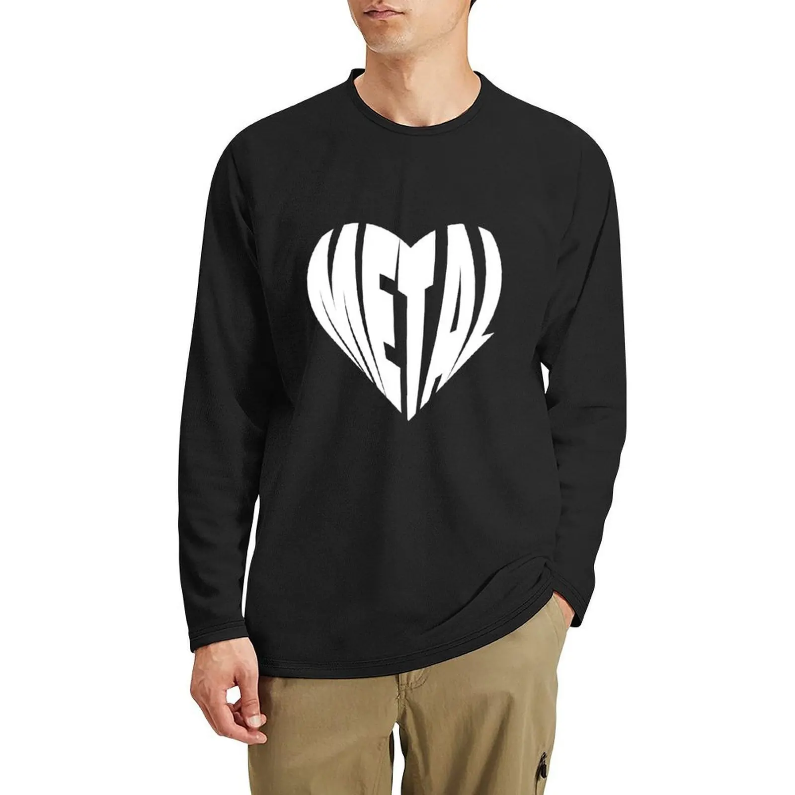 

Metal heart white Long T-Shirt Blouse kawaii clothes sports fan t-shirts quick drying t-shirt funny t shirts for men