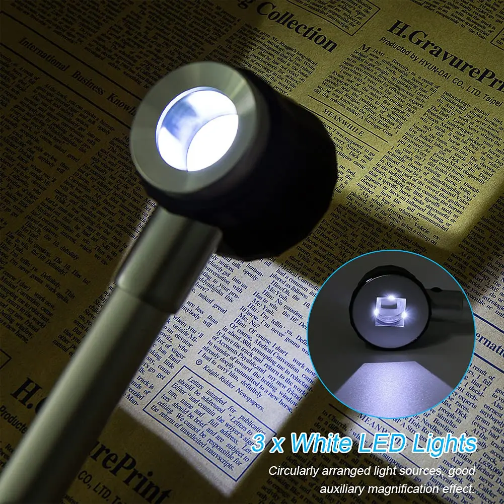 Imagem -04 - Handheld Lupa com Luz Led Iluminado Lupa Clear Scale Repair Jóias Observando Medida 30x