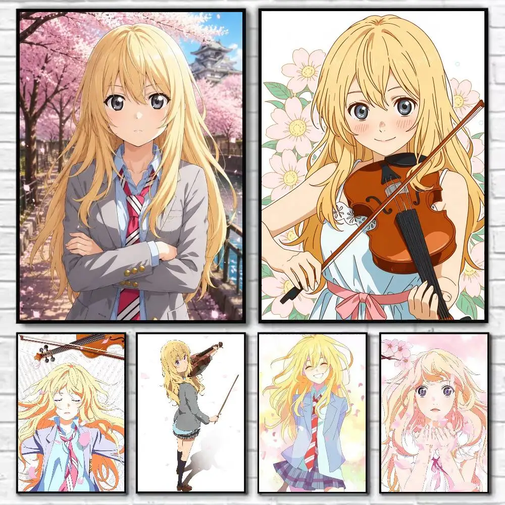 Manga Your Lie in April Poster Self-adhesive Art Waterproof Paper Sticker Coffee House Bar Room Wall Decor