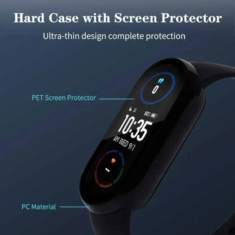 Tempered Glass + PC Case for Xiaomi Mi Band 10/9/8, Shockproof Full Hard Screen Protector Cover, Smart Band 10/9/8 Accessories image 6