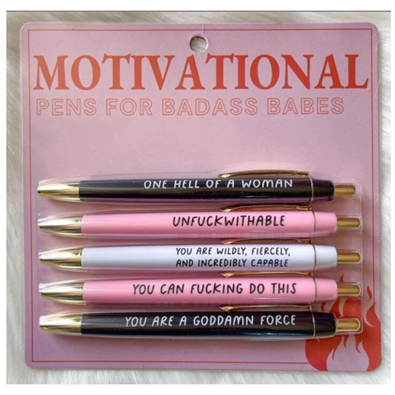 

Motivational Badass Pen Set, 5Pieces Funny Daily Ballpoint Pens Office Gifts