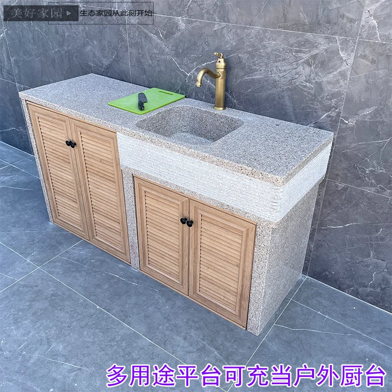 Outdoor marble sink Outdoor stone laundry sink Locker Kitchen workbench