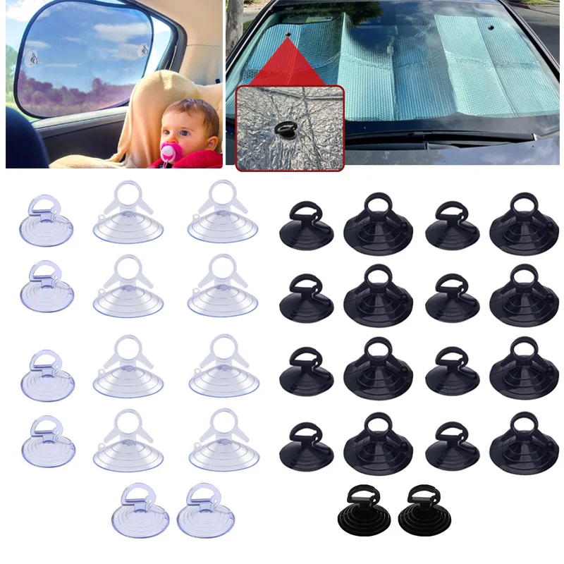 24Pcs Auto Glas Windschutzscheibe Sonnenschirm Saugnäpfe Pull Ring Sonnenblende Saugnapf Haken 35mm 45mm Auto Fenster sauger mit Loch