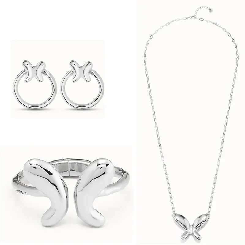 2024 UNO Spain Sweet and Spicy Girl Sensation Silver Butterfly Jewelry Set Women's Gift